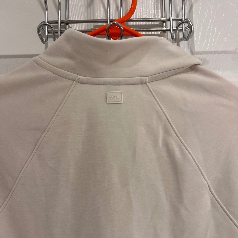 VSX Victoria's Secret Women XS Cream Quarter Zip Pullover Sweatshirt Side Zips - Picture 3 of 10